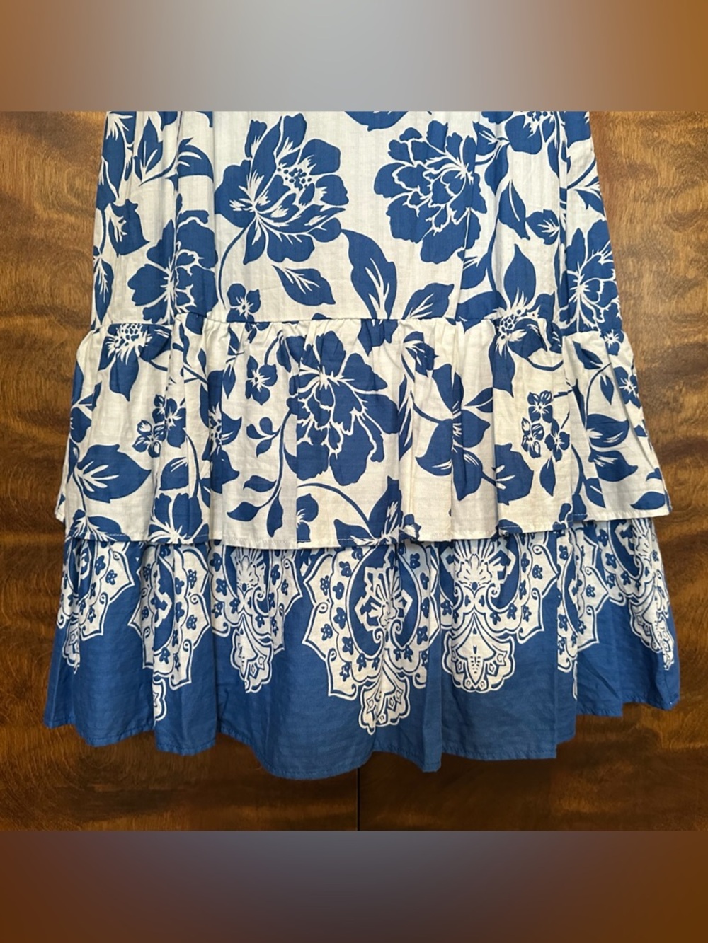 Draper James Floral Jacquard Flutter Sleeve Midi Dress Womens L Blue & Ivory NWT - Picture 9 of 16
